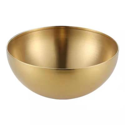 China Round Stainless Steel Salad Bowl Fruit Bowl Fruit Bowl Kitchen Restaurant Sustainable High Quality Golden Vegetable Restaurant for sale