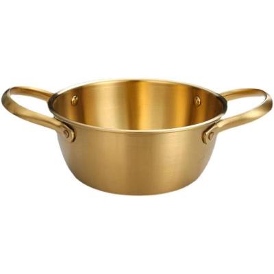 China Hot Selling High Quality Gold Korean Cookware Viable Stainless Steel Noodle Pot Seafood Soup Pot Hotel Kitchen Cookware for sale