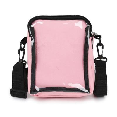 China Vintage Printing Custom Logo Clear PVC Bag Cross - Body AIE Bag Custom With Pin Insert From Bag Factory for sale