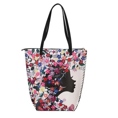 China Custom Handbag Mexico Style Custom Ethnic Flower Print Faux Leather Leather Fashionable Women Small Handbag Tote Bag for sale