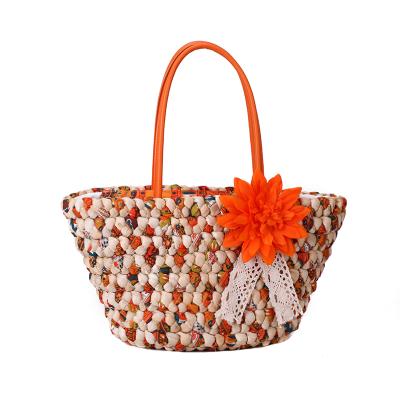 China 2022 Fashion Summer Rattan Women Tote Beach Straw Bag With Wholesale Promotion Trendy Flower for sale