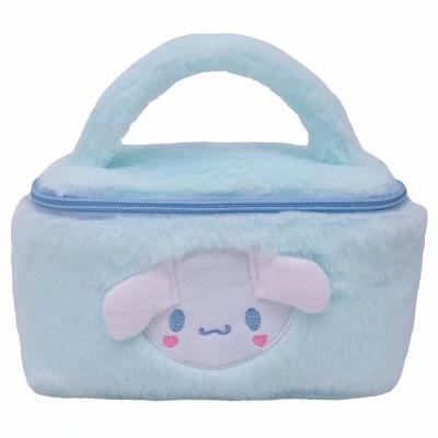 China Hot Selling Cosmetic Case Carry Fur Clutch Bags Daily Fashion Applique Fur Purse Full Makeup Bag Women Cute Beauty for sale