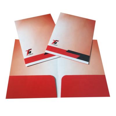 China Cheap advertising brochure printing a4 custom size glossy paper file folder with insert pocket a4 folder/card paper for sale