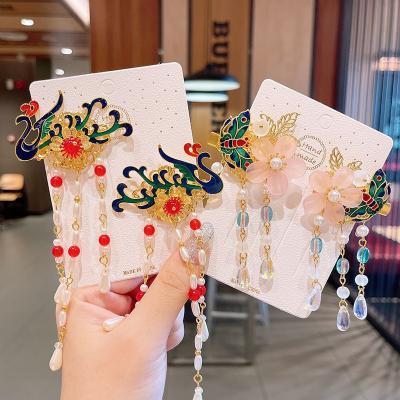 China New Environmentally Friendly Superb Fairy Hairpin For Girls Ancient Princess Headdress For Han Chinese Clothing Children Tassel Hairpin Butterfly Hairpin for sale