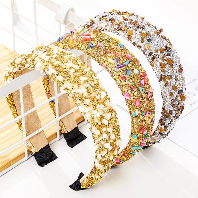 China European and American style resin hair band drill European and American border circle retro hair band Amazon resin drill fashion resin hair band for sale