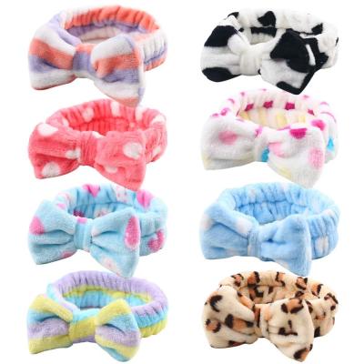 China Korea 2021 Korean Cute Hair Band Girl Headbands Coral Velvet Bow Headband Spa New Bowknot Face Wash Cute Makeup For Baby for sale