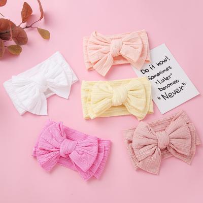 China Soft baby European and American style creative cute princess Hair Accessories and comfortable 5 pieces set wide bow nylon baby headband for sale