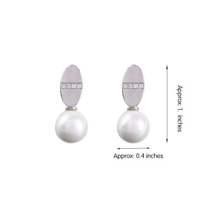 China Wholesale Lovely Stud Jewelry Factory FASHIONABLE Oval Imitate Pearl Fashion Round Design Earrings For Women Gift Zircon Party for sale