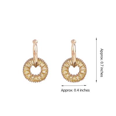 China Yiwu Fashion Hot Selling High Quality Gold Cute New Arrival Jewelry Metallic Round Stud Earrings For Women Gift Zircon Party Wedding Origin for sale