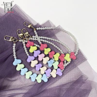 China Korean Style DIY Accessories Polished Beaded Chain For Bag Or Phone Tote Bag Chain Phone Heart Chain Bands for sale