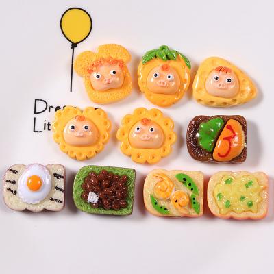 China Cute Eco Friendly Resin Kawaii Bread Food Charms Charms For Diy Accessories Jewelry For Shoes Bags And Phones for sale