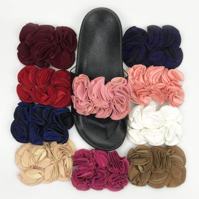 China Rosier Fashionable Ladies Sandal Accessories Ladies Shoes Lace Fabric Bow Knot Rose Flower Accessories for sale