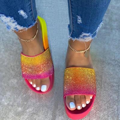 China Wholesale Light Summer Ladies Fashion Beach Tie Dye Elegant Slippers Shoes For Women for sale