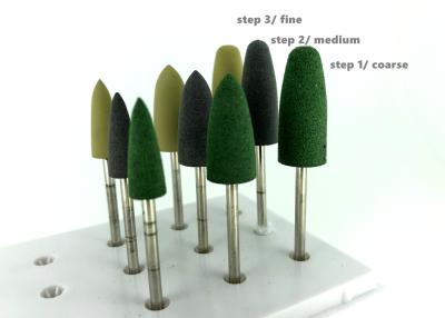 China Acrylic Rubber Silicone Polishers Adjusting green Denture Finishing Burs for sale