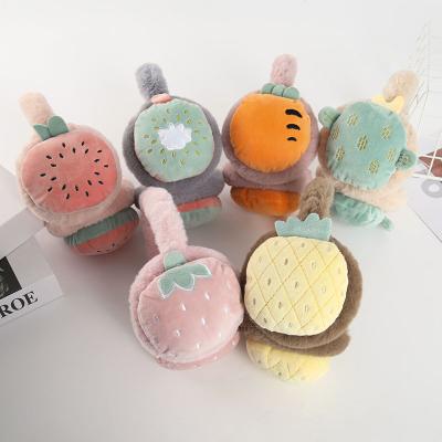 China Keep Warm Veijer Adjustable Kids Embroidered Ear Muffs Plush Covered Cute Ear Fruit Cartoon Ear Muffs for sale