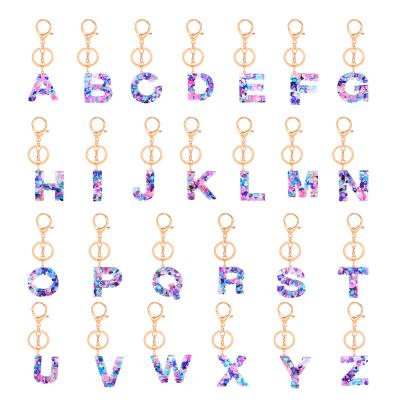 China Decoration Veijer 26 Key Chains Glitter Alphabet Key Chains Decoration Resin Elegant Pendant Mini Letter Car for sale