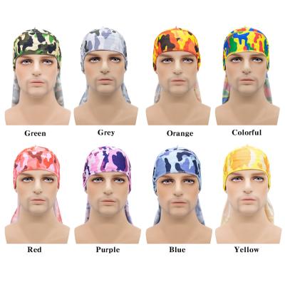 China Other Veijer camouflage print turban durags 360 waves high quality colorful silky du-rag bandana for men for sale