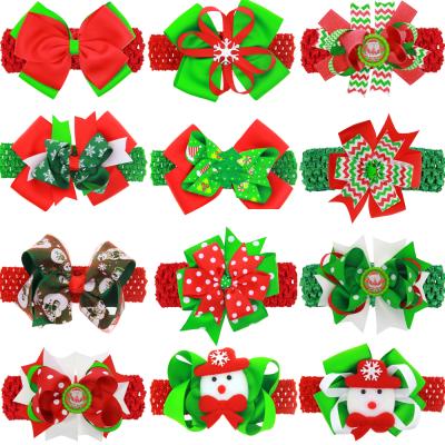 China Cute Fashion Elastic Colorful Baby Girls Hair Decoration Christmas Party Ribbon Headband Bow Headband for sale