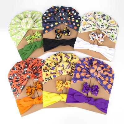 China Mini Baby Hair Decoration Veijer Halloween Hair Clip Newborn Baby Turban Rabbit Headband With Display Card for sale