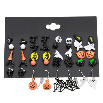 China Wholesale Cute Veijer Halloween Style Female Earring Set Cartoon Ghost Halloween Multi Pumpkin for sale