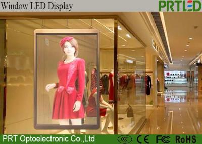 China High Brightness P5 Transparent Glass LED Display For Shop Window Advertising for sale