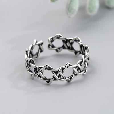 China Retro Six Star S925 Sterling Silver Female Ring Fashion Personality Institute Of Statistics Thailand Vintage for sale