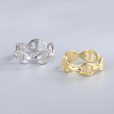 China FASHIONABLE Chain Twist Ring Lady S925 Woven Pig Nose Opening Sterling Silver Ring for sale