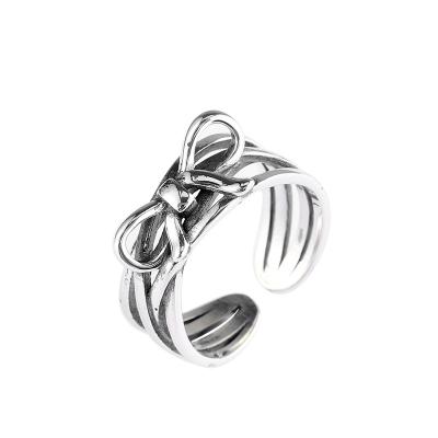 China Wholesale Exquisite Luxury Ring 925 Sterling Silver Woman Vintage Bow Fashion Ring for sale