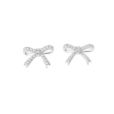 China Huggie Circle Ear Studs Wholesales Fashion 925 Sterling Silver Stud Bow Tie Earrings Womens Ear Earrings for sale