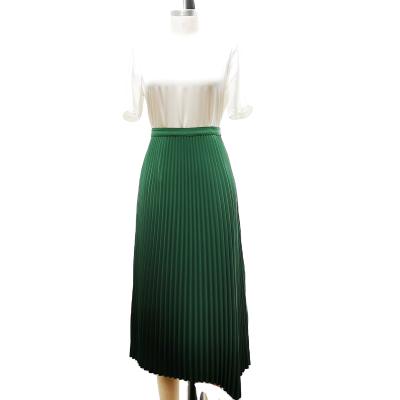 China OEM Factory Selling High Quality Anti-Static Tops New Arrival AC93310 Elegant Women Loose Solid Color Pleated Maxi Skirt for sale