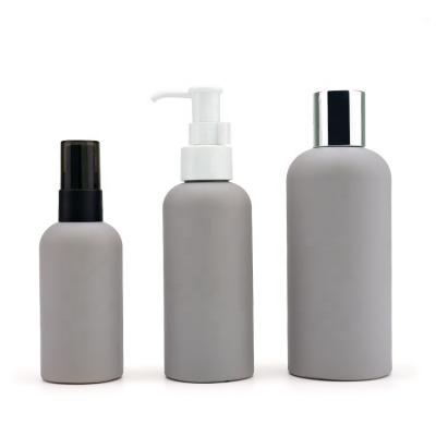 China 100ml 150ml 250ml Lotion Toner Body Milk Cosmetic Gray Skin Care And Cosmetic Plastic Bottle Sets for sale