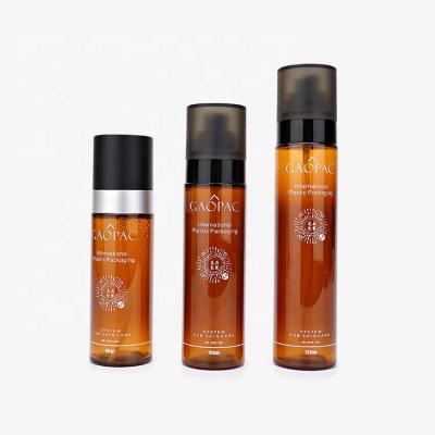 China PET 80ml 90ml 120ml Cosmetic Toner Lotion Pump Sprayer Amber Plastic Bottle And Packaging for sale