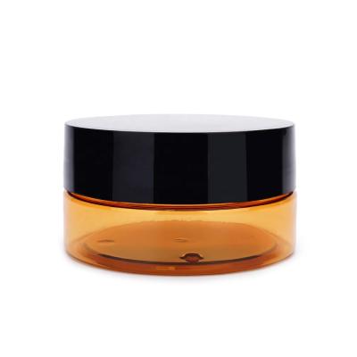 China Cosmetic Empty Amber Face Cream And Body Lotion Jar Skin Care Container PET Plastic Packaging Jar for sale