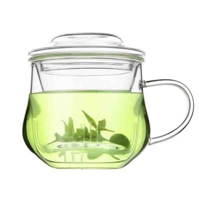 China Wholesale Viable 200-300ml Small Glass Mug With Lid Infuser Filter Heat Resistant Glass Tea Cup With Handle for sale