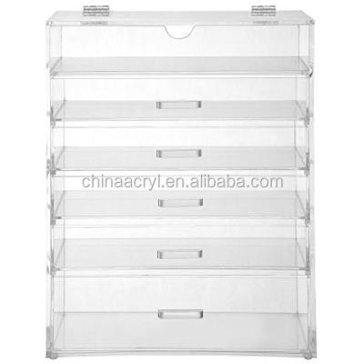 China Durable Custom Clear Acrylic Presentation Box 6 Tier Display Rack Storage Box for sale