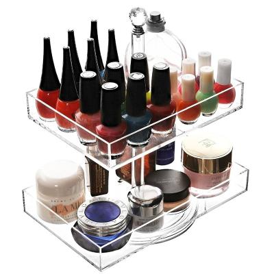 China Durable Rotating Acrylic Nail Polish Display Stand Double Layer Display Rack for sale