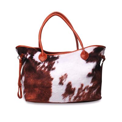 China High Quality USA Warehouse Suede Cowhide Bag Large Capacity Weekender Cow Printed Purse Cowhide Leather Shoulder Bag PU Handbag DOM-1081431 for sale