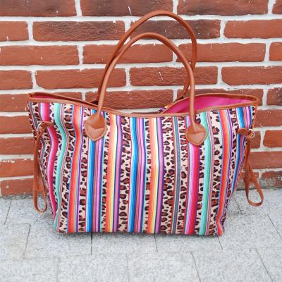 China Large Neverfull Tote Bag DOMIL 1061068 Wholesale Leopard Stripes Tote Casual Colorful Stripe Handbag Bag DOMIL 1061068 for sale