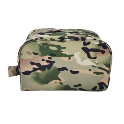 China Vintage Camouflage Boxy Makeup Bag With Solid Black Inner Large Size Travel Camouflage Toiletry Bag Overnight Organizer Cosmetic Bag DOMIL9005 for sale