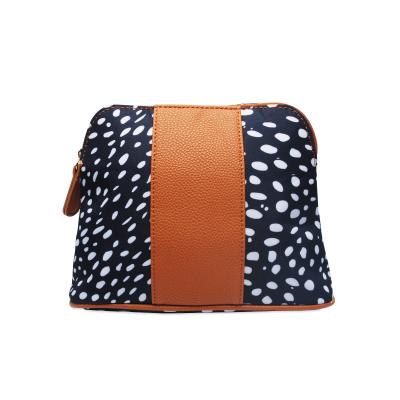 China High Quality Wholesale Dots Clutch Canvas PU Bag DOM1071912 White Cosmetic Organizer Women Makeup Bag for sale