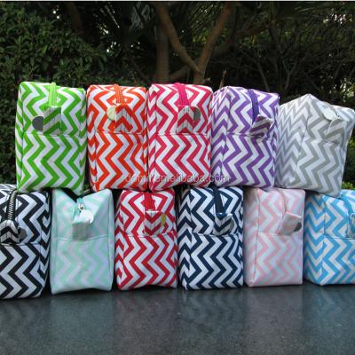 China Zipper Closure Wholesale RTS Chevron Bag Monogram Chevron Cosmetic Makeup Case Personalized Chevron Toiletry Box With Zipper Closure DOM-108001 for sale