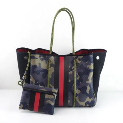 China High Quality Leopard Print Neoprene Beach Bag Camouflage Neoprene Bag With Pocket DOM-1081862 for sale