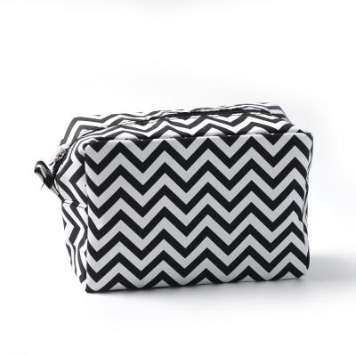 China Lady Wholesale Microfiber Chevron Cosmetics Bags Multi Color Zigzag Makeup Bags DOM107001 for sale