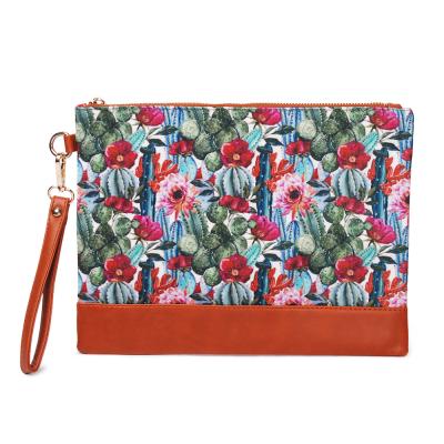 China Wholesale Fashion Cactus Flower Printing Wristlet Bag Clutch Bag Cactus Pouch DOM1071045 for sale