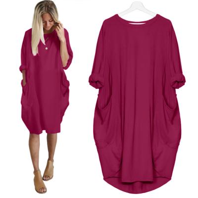 China Hot Wholesale Anti-Static Style Women Refine Loose Dress Ladies Casual Dress With Plus Size S-5XL DOM108 for sale