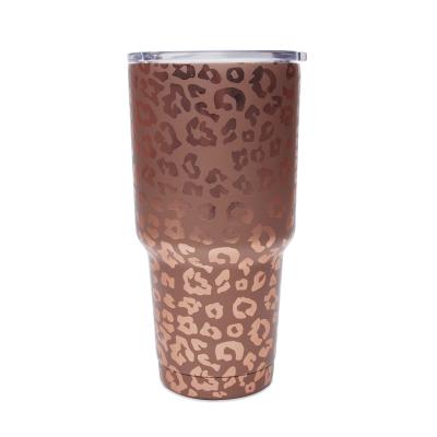 China Custom DOMIL Gold Leopard Print Tumbler Viable FREE SHIPPING Gold on Gold Leopard SS Cheetah Cup DOM-1081175 Tumbler for sale