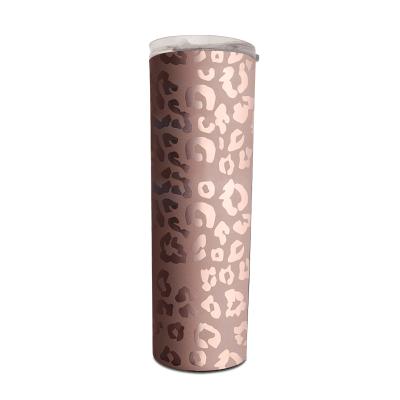 China 20oz Rose Gold Cheetah Tumbler Stainless Steel Wall Insulated Mug DOM1071175 Cheetah Leopard Double Sided For Drinking With Lid for sale