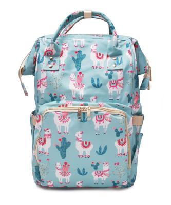 China Wholesale Waterproof Canvas Diaper Bag Alpaca Printing With Cactus Mummy Backpack DOM1071276 for sale