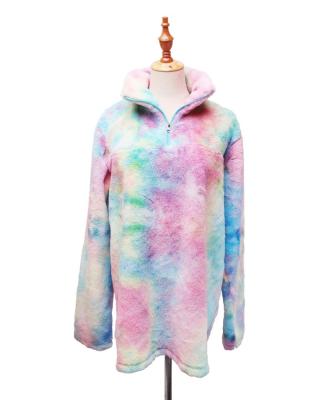 China Wholesale Women's Anti-Shrink Fleece Pullover Rainbow Sherpa Dye Tie Adults Fleece Sweater DOM1031356 for sale