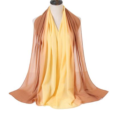 China 2021 New Solid Color Women's Pleated Silk Scarf Women's Pure Cotton Chiffon Muslim Shawl Scarf for sale